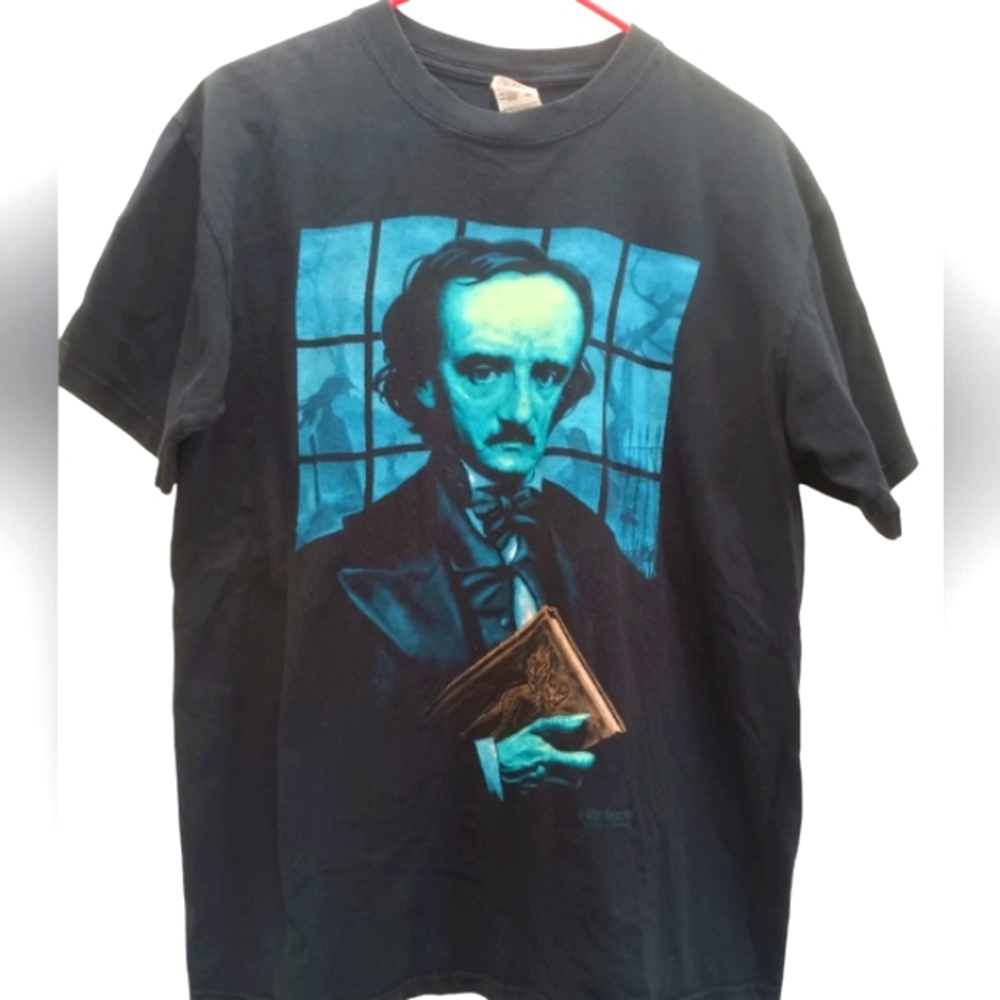 VINTAGE Whimsigoth 90's Anvil Wes Benscoter Edgar Allen Poe Portrait shirt Large